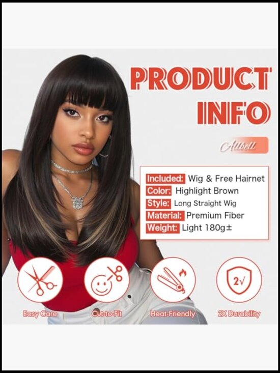 Long Straight Mixed Blonde with Bangs Fashion Wig for Women Heat Resistant main image 6